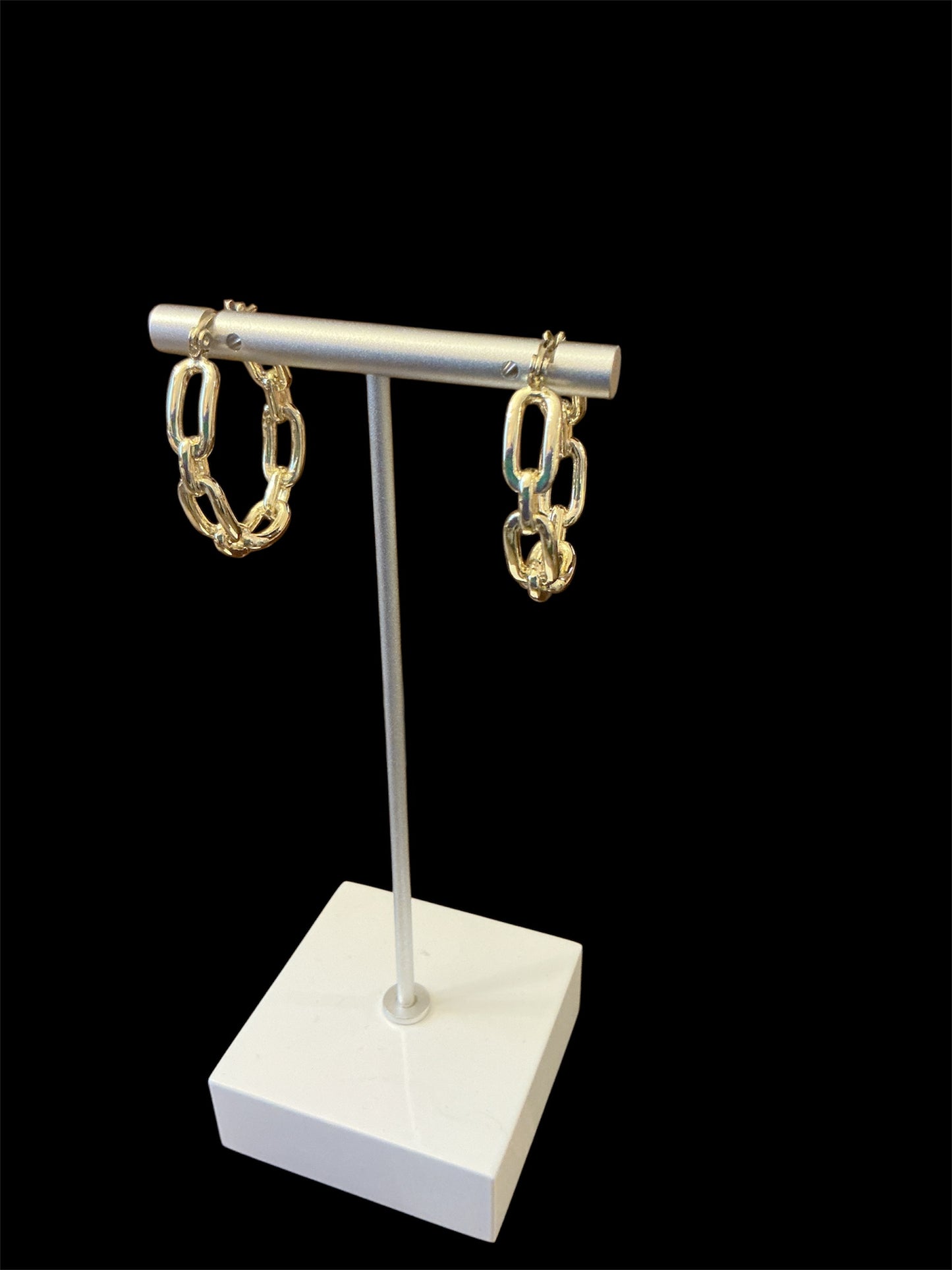 Gold Plated Chain Link Design Hoop Earrings
