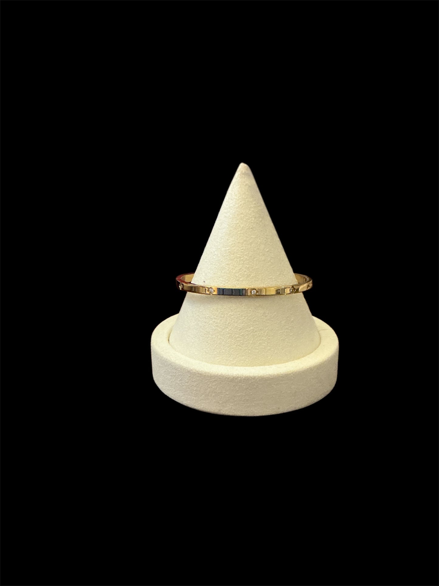 Gold CZ Studded Hinged Bangle Bracelet