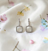 Silver Square Crystal Pave Earrings
