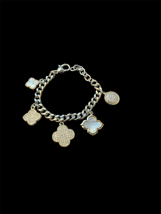 Two Tone 5 Charm Bracelet - 8.5"