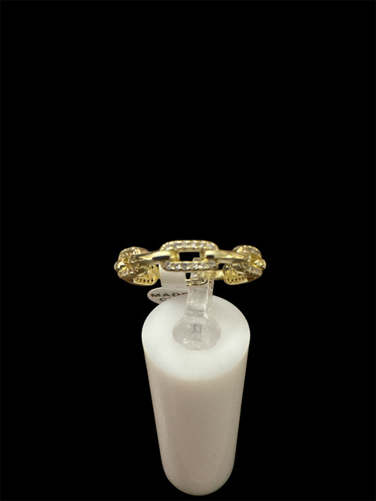 Crystal Pave Link Ring Gold Plated
