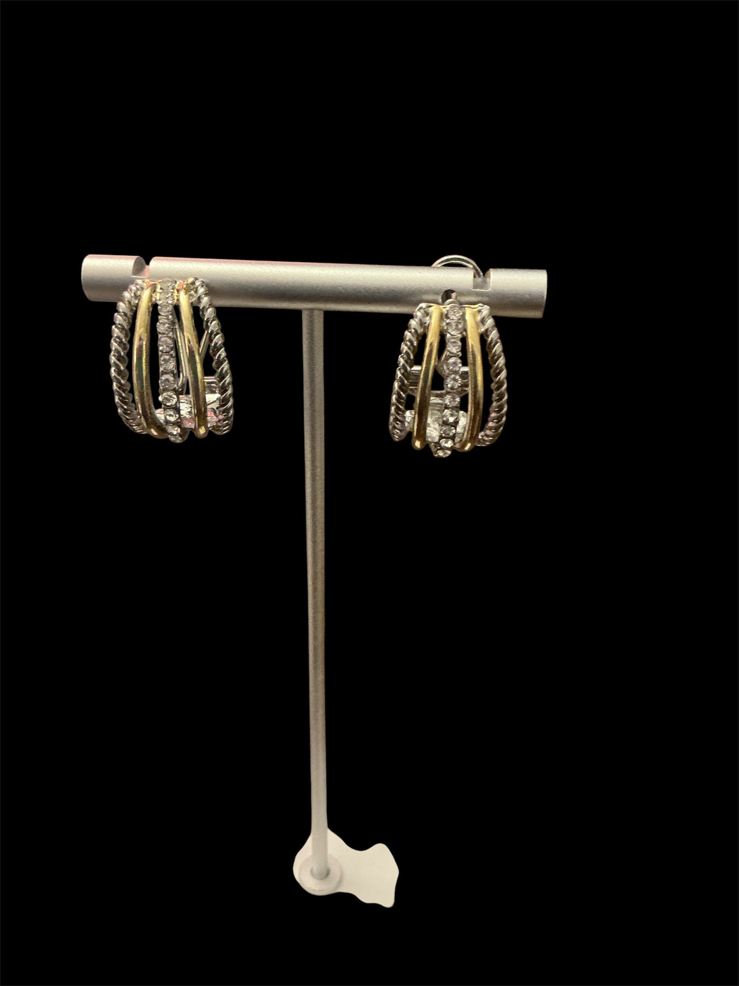 Two Tone Cage Design Earrings