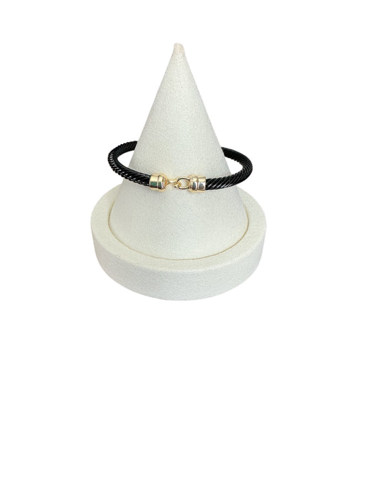 Black and Gold Cable Bracelet - Fits Up to 7.5" Wrist