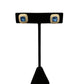 Gold Plated Blue Square Stud Earrings