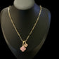 Gold Link Necklace with Pink Pendants