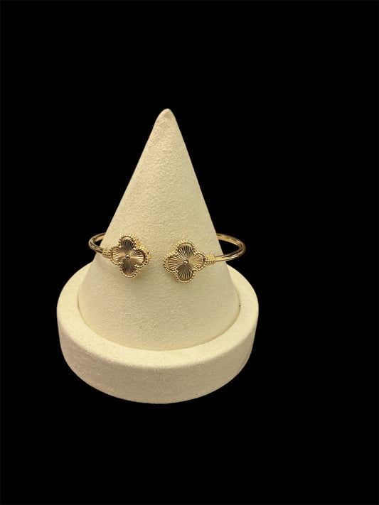 Gold Clover Bangle Bracelet