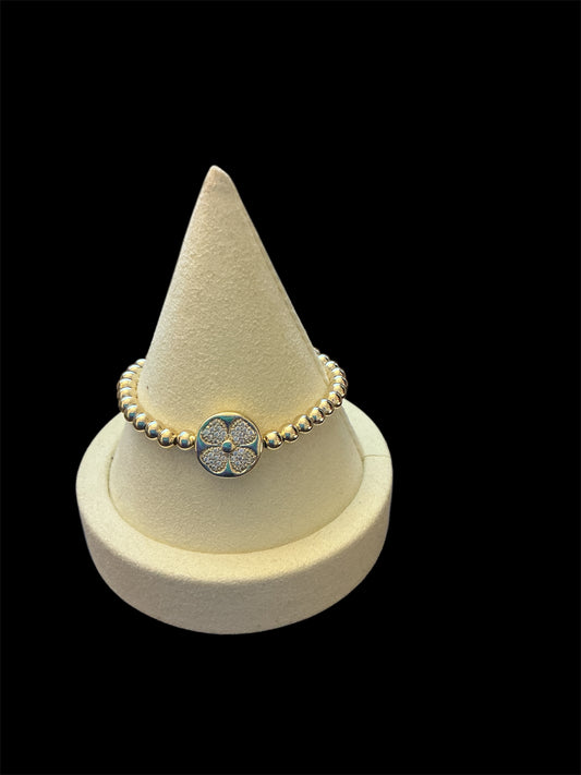 Gold Crystal Pavé Clover Stretch Bracelet