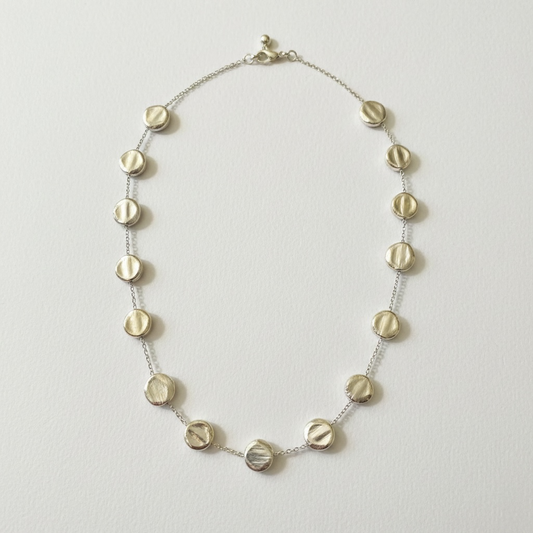 12 Disc Gold Plated Necklace 16.5" to 19"