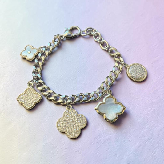 Two Tone 5 Charm Bracelet - 8.5"