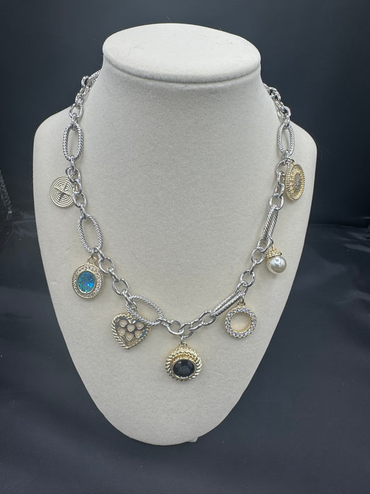 7 Charm Link Necklace - Adjustable 16"-19"